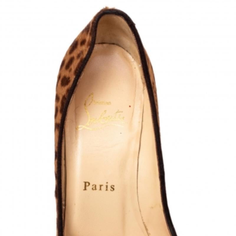 Christian Louboutin Brown Leopard Print Calf Hair Dorispky Peeptoe Pumps Size 36 1