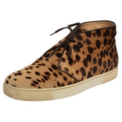 Christian Louboutin Sneaker in pelle di vitello con stampa leopardata taglia 43
