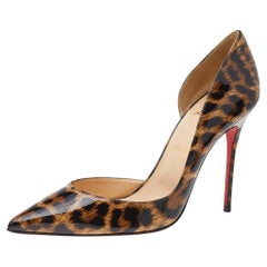 Christian Louboutin Brown Leopard Print Iriza Pointed Toe D'orsay Pumps Size 39