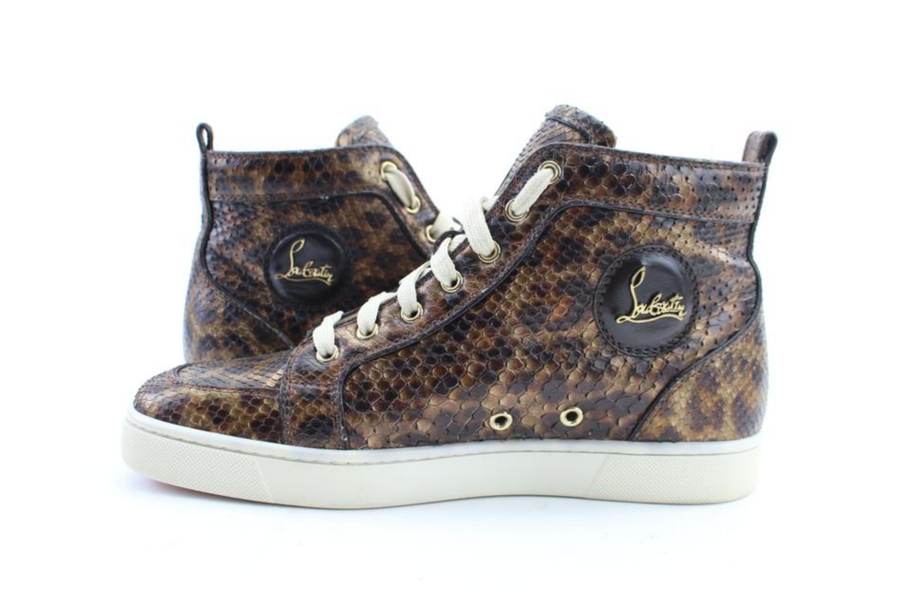 Black Christian Louboutin Brown Leopard Python Rantus 15clr0208 Sneakers For Sale
