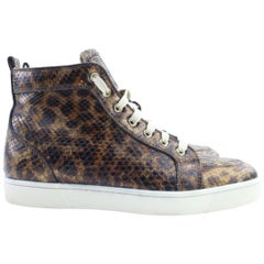 Used Christian Louboutin Brown Leopard Python Rantus 15clr0208 Sneakers