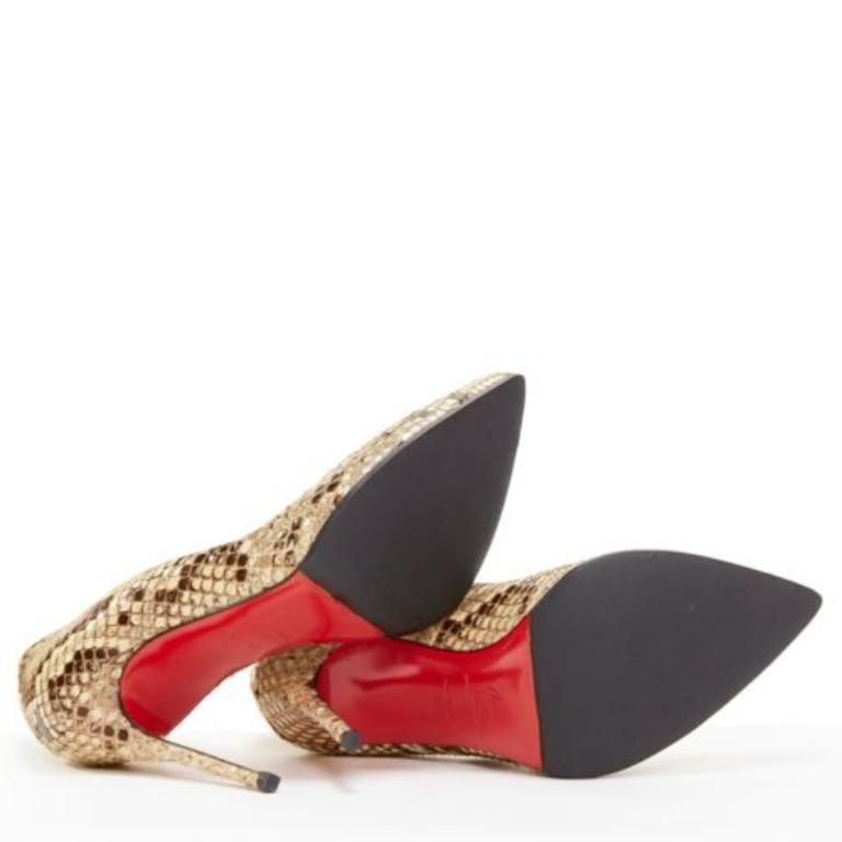 CHRISTIAN LOUBOUTIN escarpin à bout pointu en cuir naturel écaillé Brown EU37 en vente 6