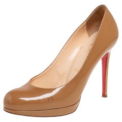 Christian Louboutin Brown Patent Leather New Simple Pumps Size 37.5