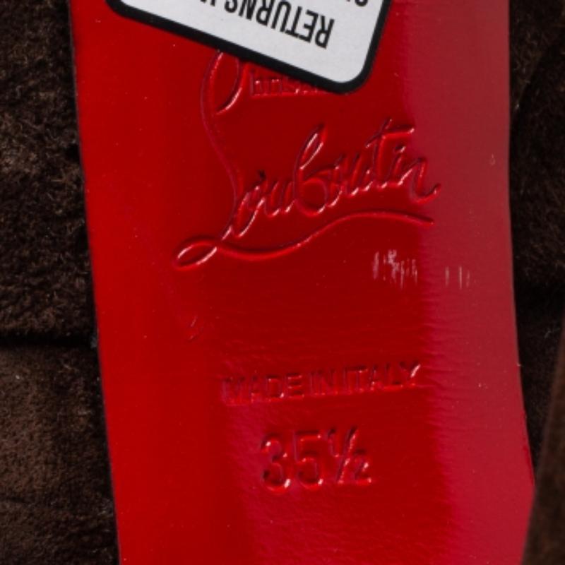 Christian Louboutin - Bottines à plateforme en daim plissé - Brown - Taille 35.5 Pour femmes en vente