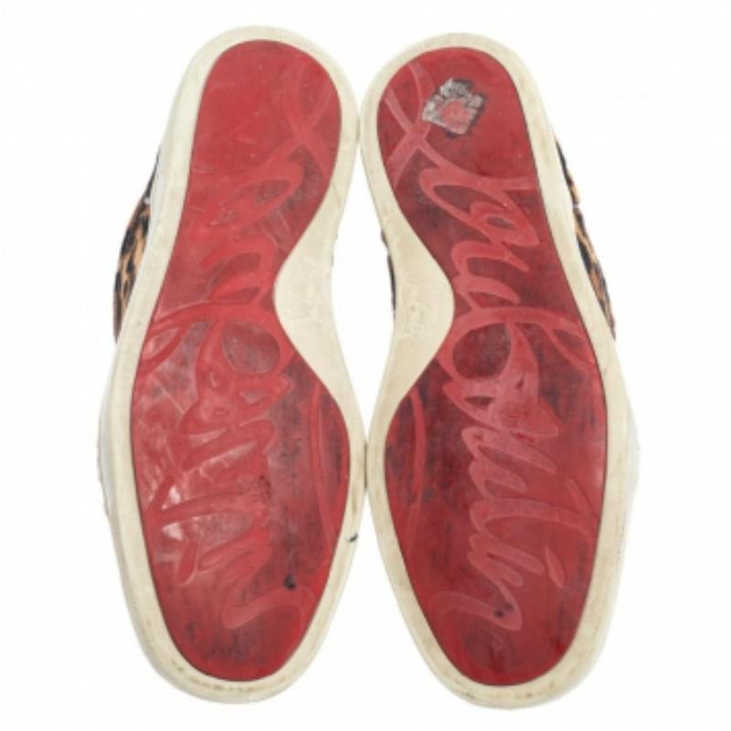Christian Louboutin Brown Pony Hair Rantus Orlato High Top Sneakers Size 37.5 For Sale 1