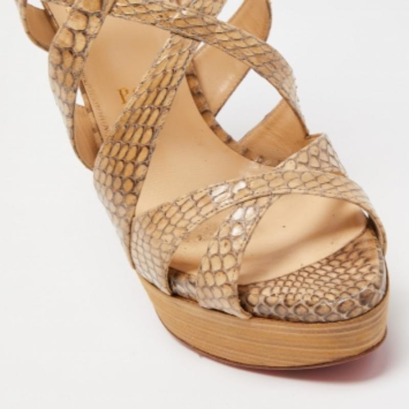 De las mujeres Christian Louboutin Sandalias Balota Pitón Marrón Talla 39 en venta