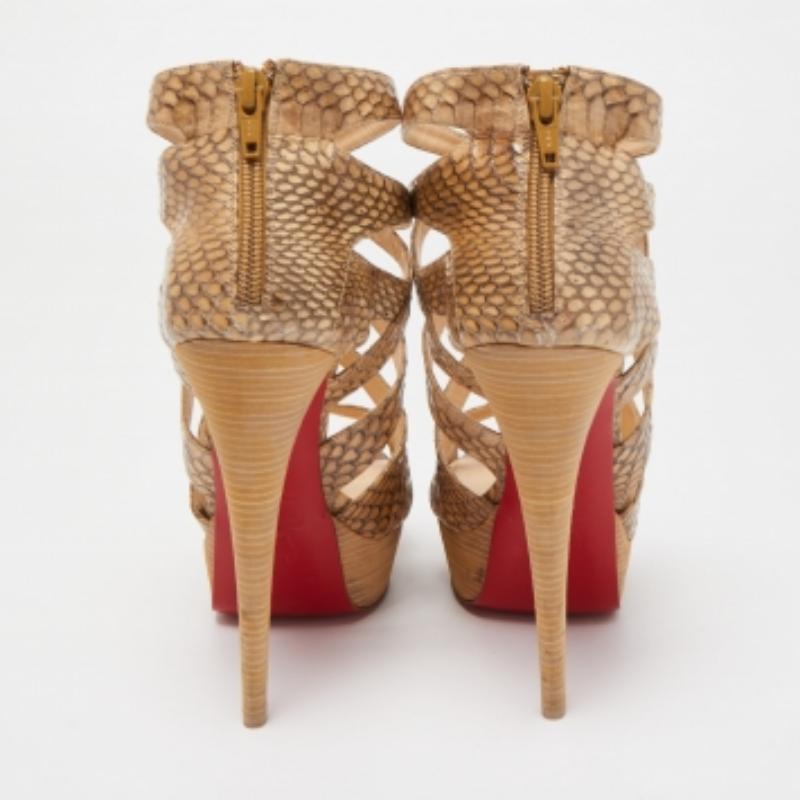 Christian Louboutin Sandalias Balota Pitón Marrón Talla 39 en venta 2