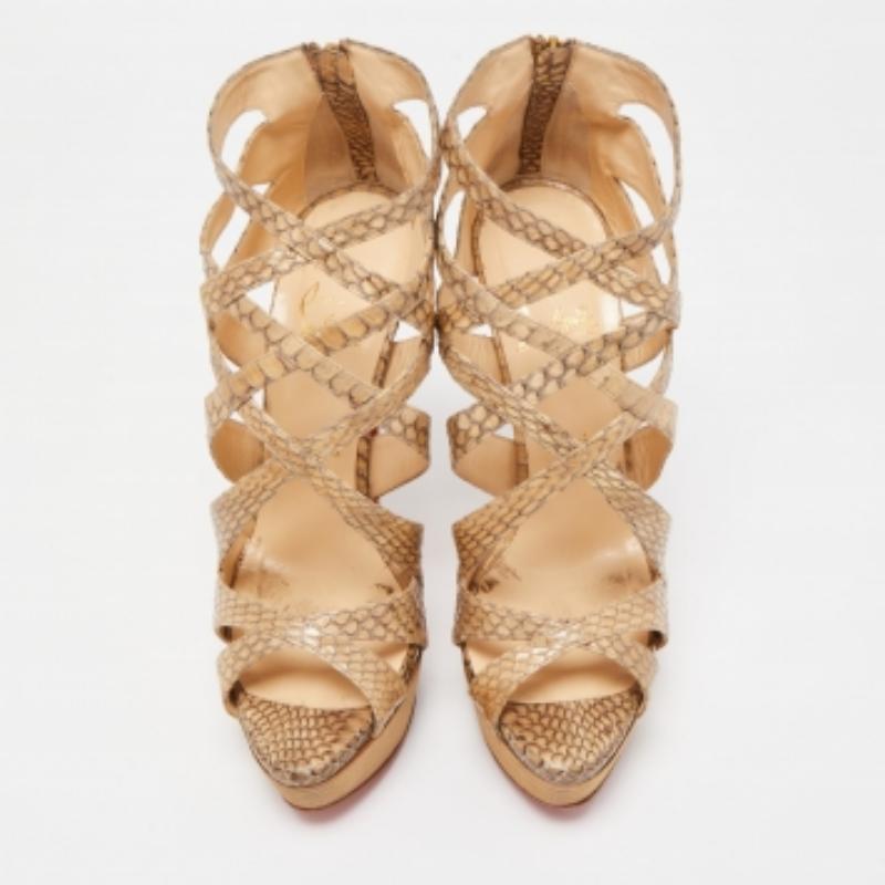 Christian Louboutin Sandalias Balota Pitón Marrón Talla 39 en venta 3