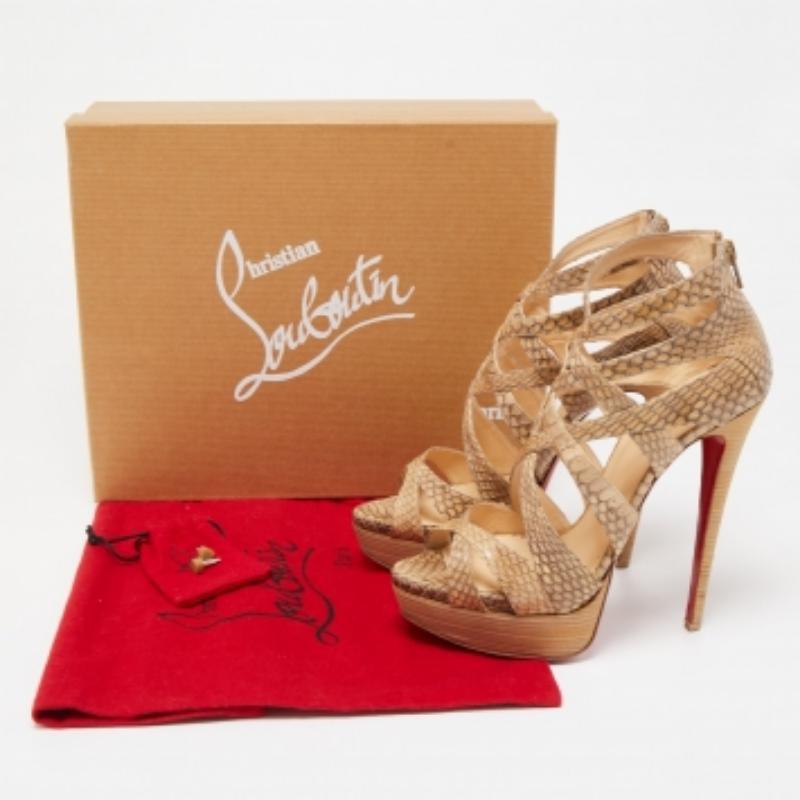Christian Louboutin Sandalias Balota Pitón Marrón Talla 39 en venta 5