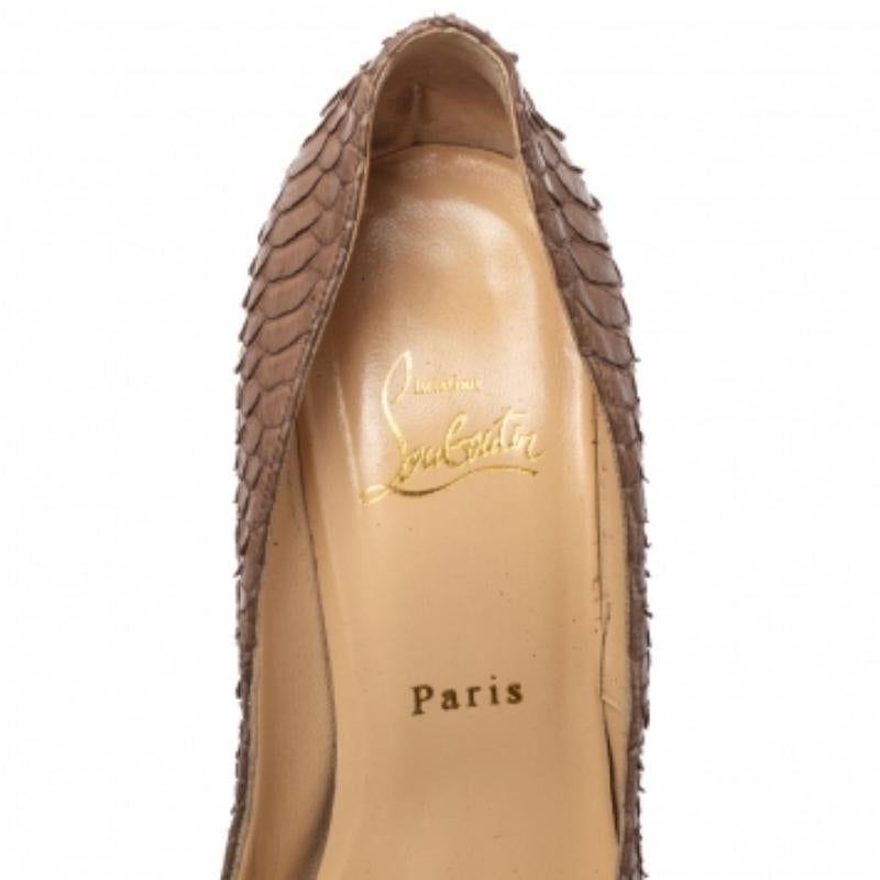 Christian Louboutin Brown Python Leather Bianca  Pumps Size 37.5 For Sale 2