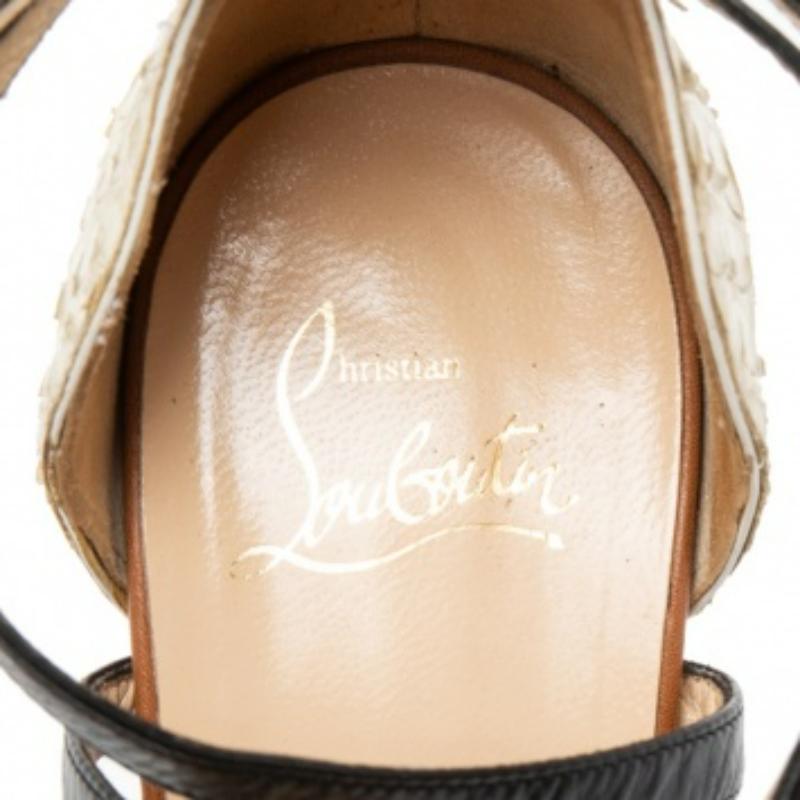 Christian Louboutin Sandales à Plateforme en Python et Cuir marron Taille 39 en vente 1