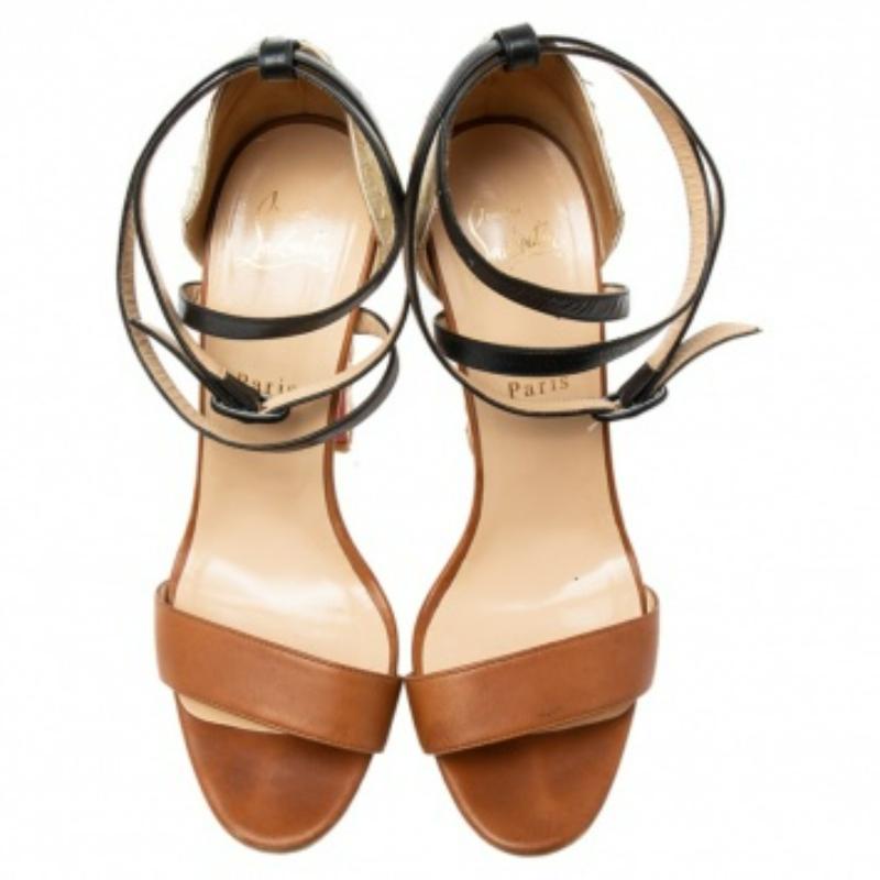 Christian Louboutin Sandales à Plateforme en Python et Cuir marron Taille 39 en vente 2