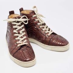 Christian Louboutin Brown Python Louis High Top Sneakers Size 42