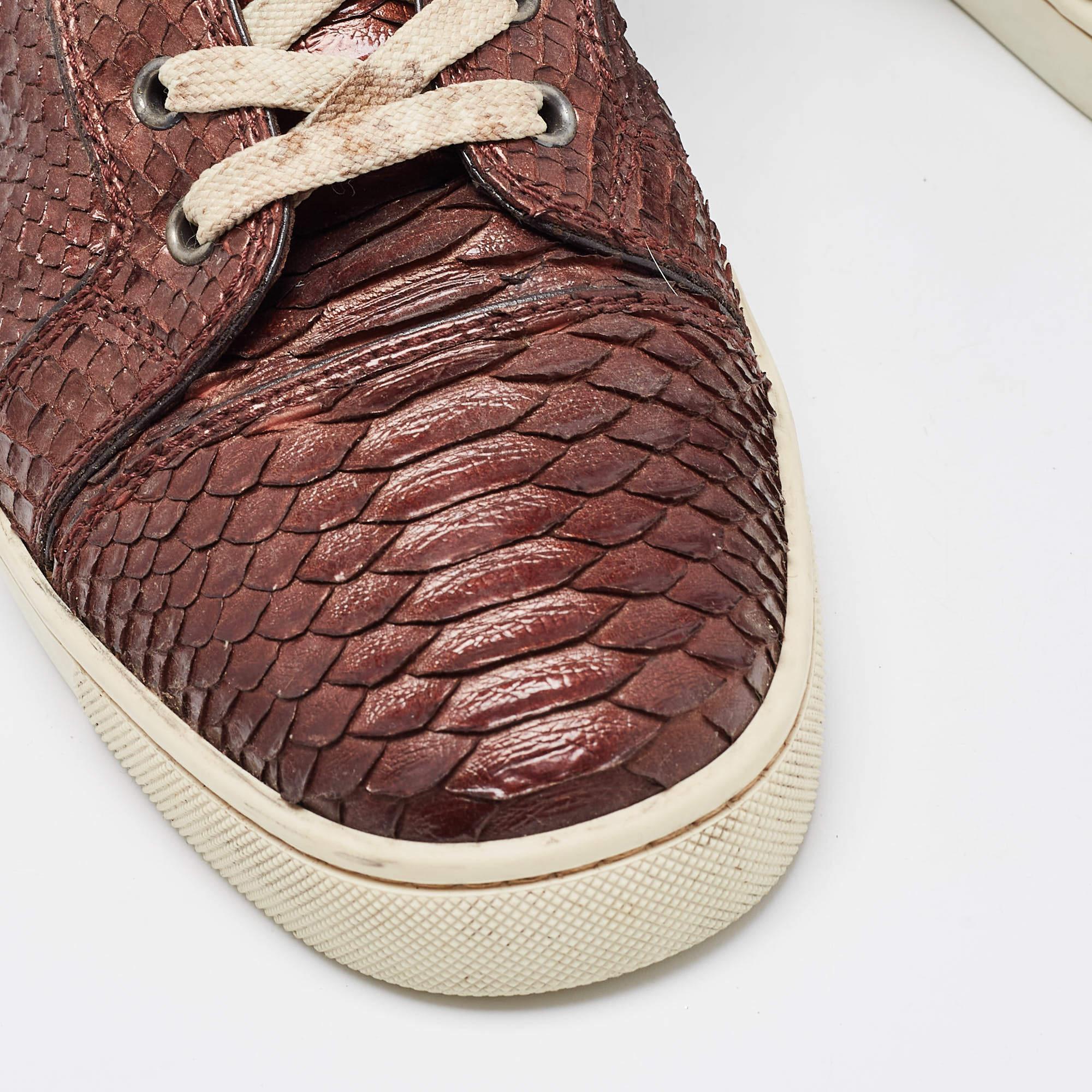 Christian Louboutin Brown Python Louis High Top Sneakers Size 42 For Sale 1