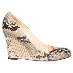 Christian Louboutin Brown Python Ron Ron Wedge Pumps Size IT 37