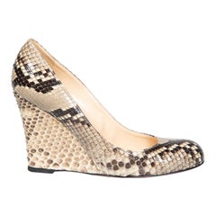 Christian Louboutin Brown Python Ron Ron Wedge Pumps Size IT 37