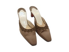 Christian Louboutin Brown Satin Mules