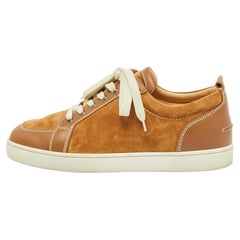 Christian Louboutin Brown Suede and Leather Orlato Low Top Sneakers 45