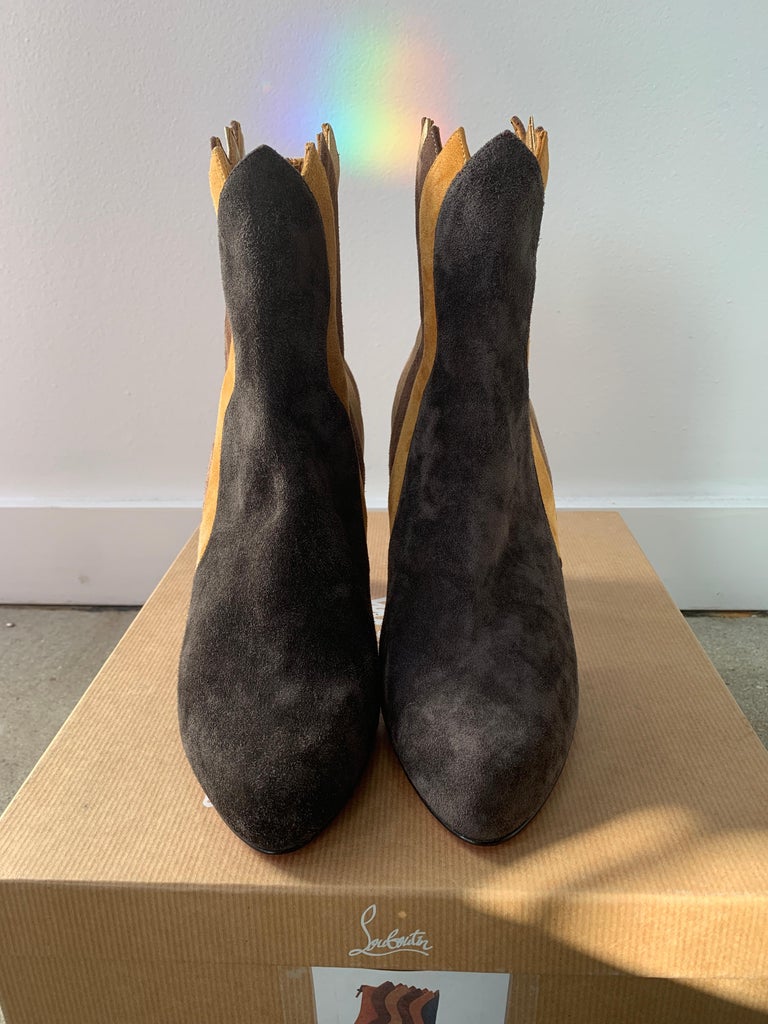 Christian Louboutin Brown Suede Boots For Sale at 1stDibs