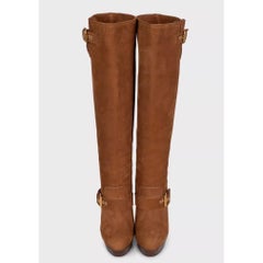 Christian Louboutin Brown Suede Boots with Gold Buckles Sz.39.5