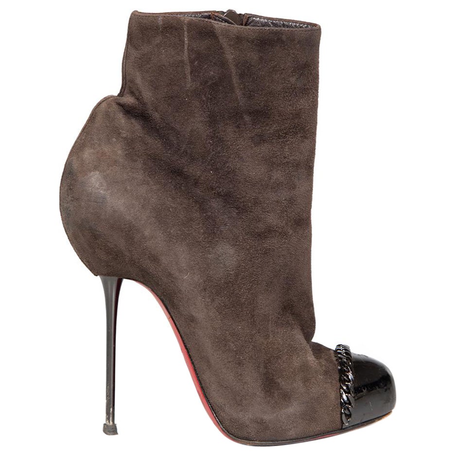 Christian Louboutin Brown Suede Cap Toe Boots Size IT 36
