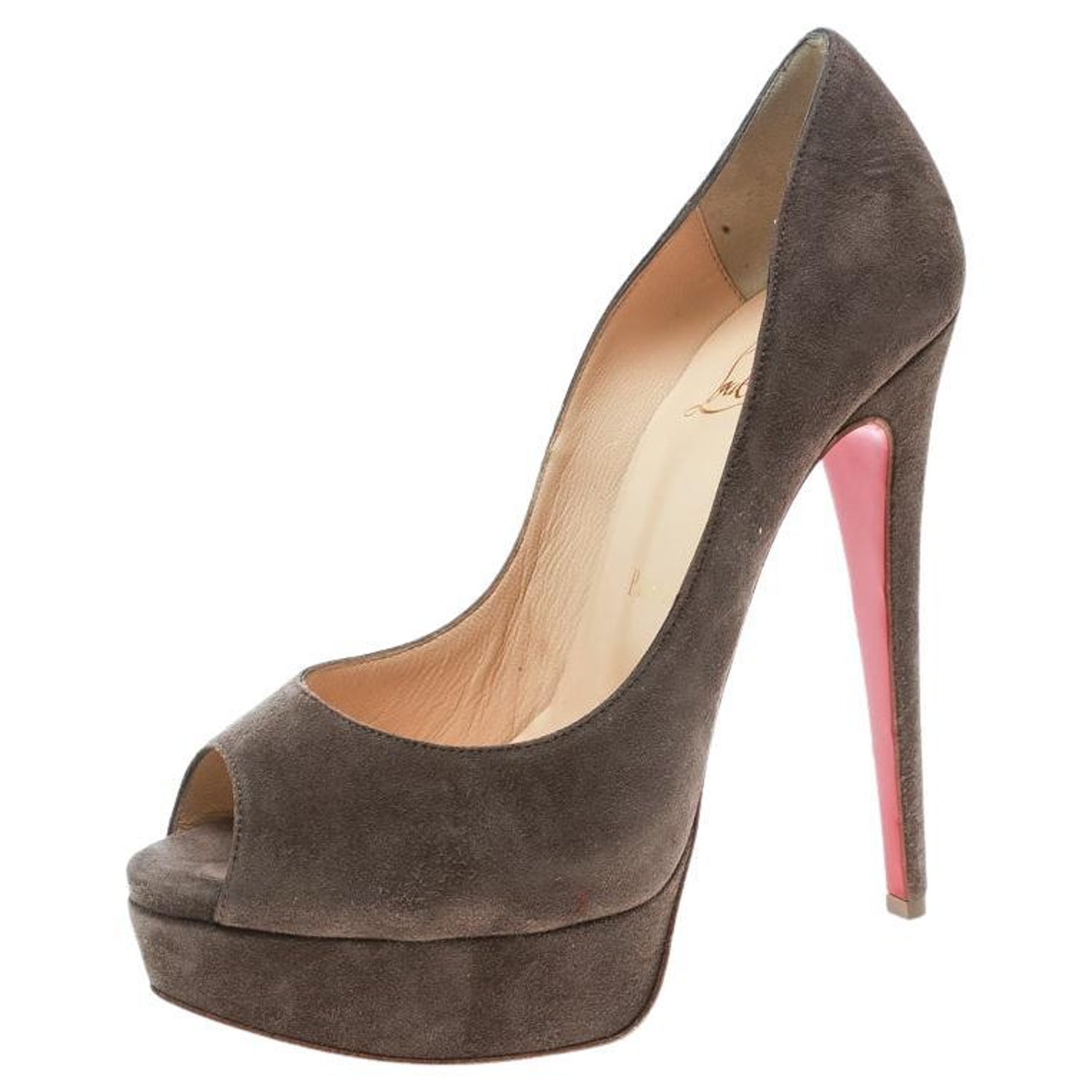 9:45 Endurance Many dangerous situations Christian Louboutin Brown Suede Lady Peep Toe Platform Pumps Size 36 For  Sale at 1stDibs