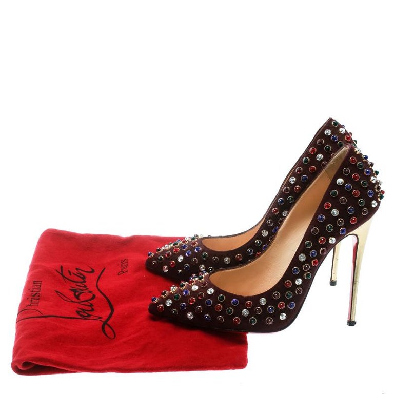 Christian Louboutin Brown Suede Pigalle Multicolor Pointed Toe Pumps ...
