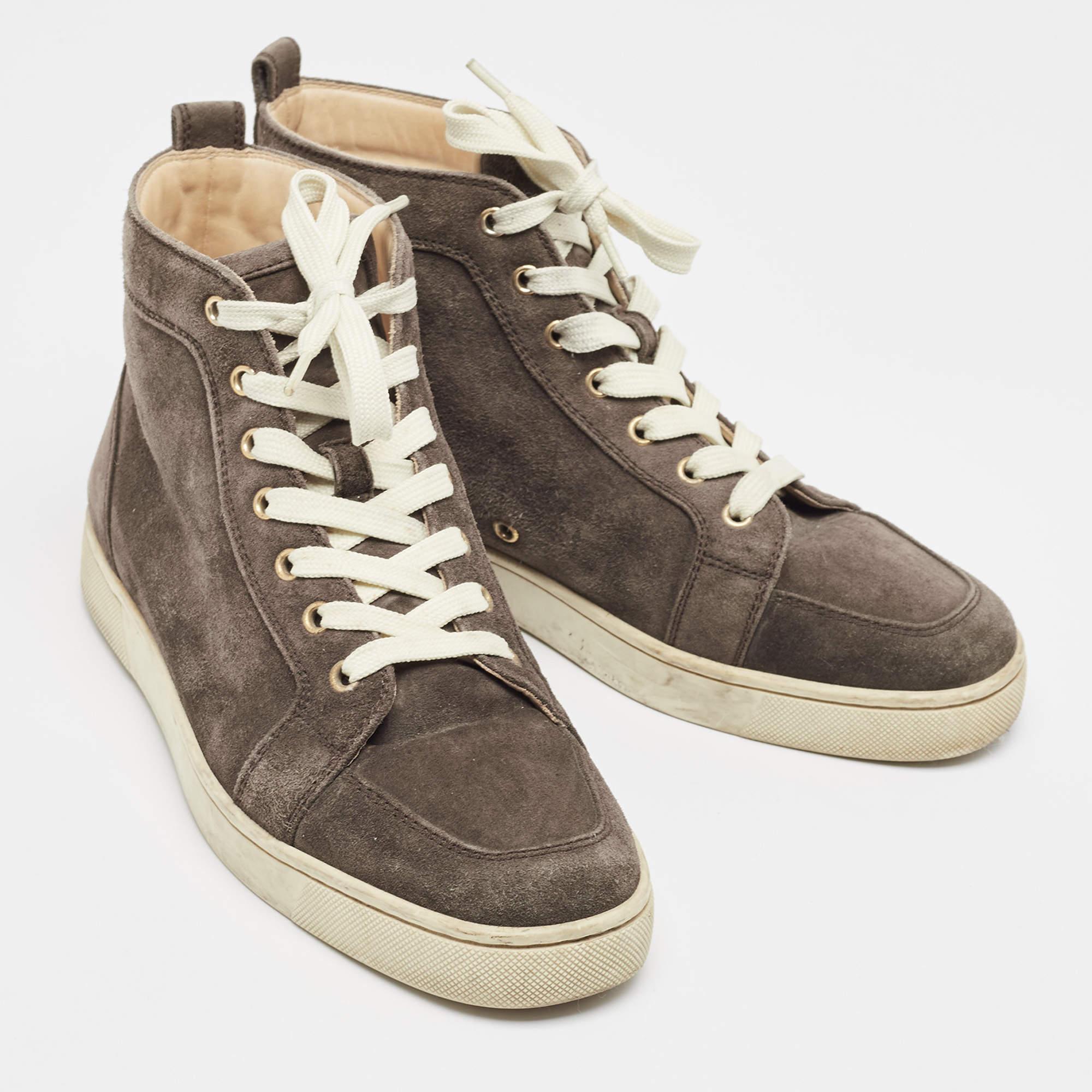 Christian Louboutin Brown Wildleder Rantus orlato High Top TurnschuheGröße 41 im Zustand „Relativ gut“ im Angebot in Dubai, Al Qouz 2