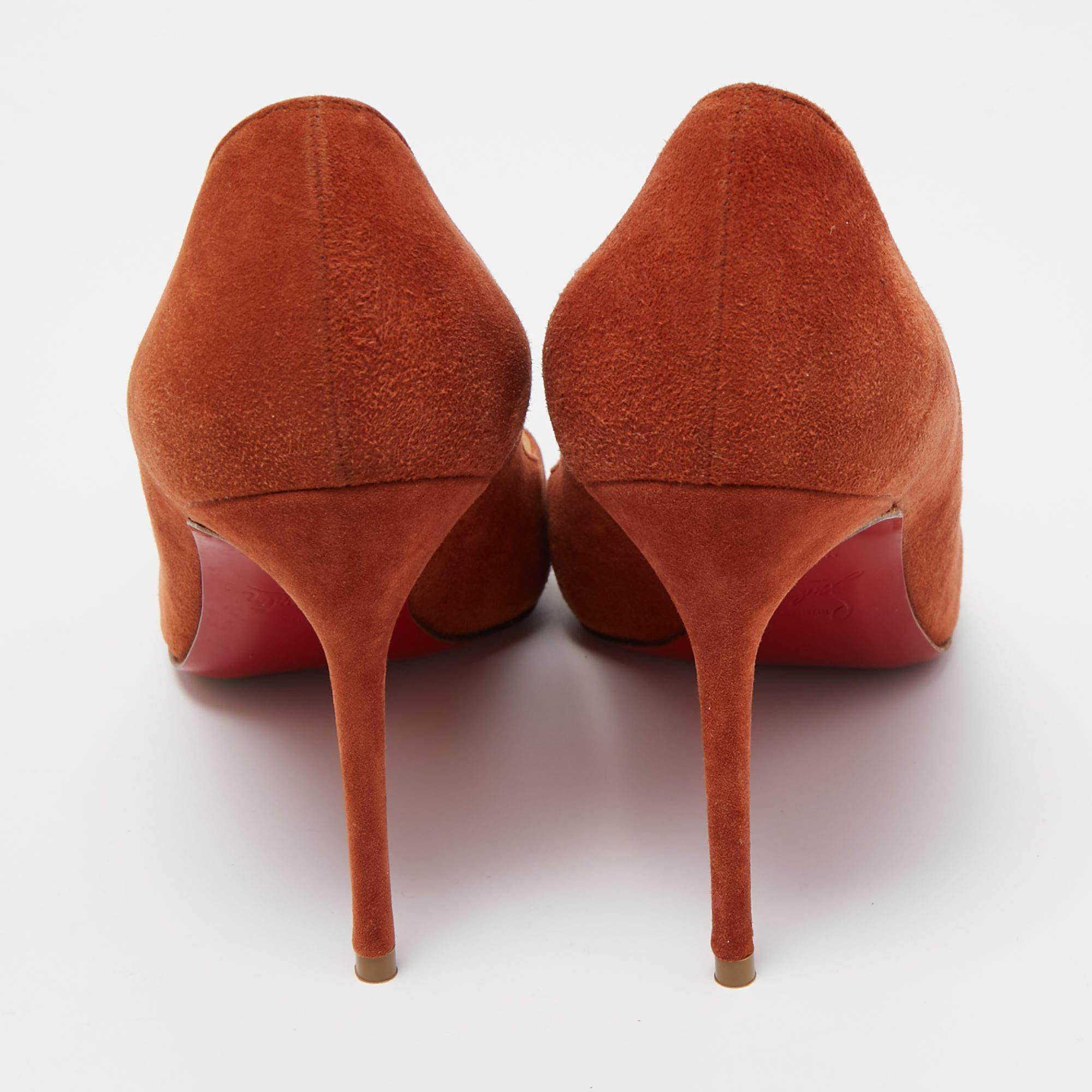 Christian Louboutin Brown Suede Round Toe Pumps Size 38 For Sale 3
