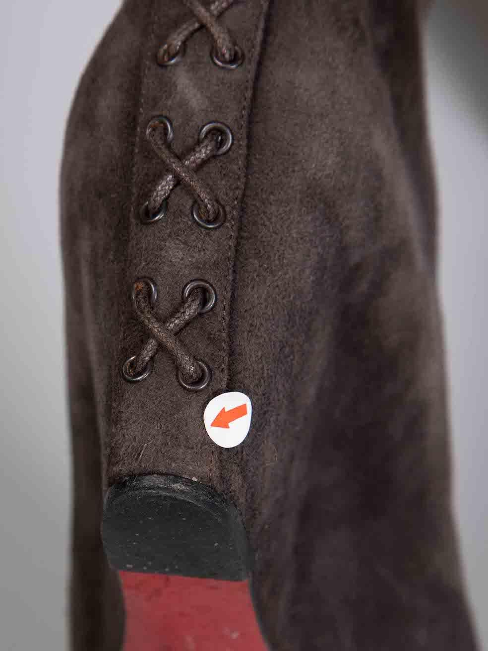 Christian Louboutin Brown Suede Shearling Wedge Boots Size IT 36.5 en venta 1
