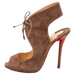 Christian Louboutin Brown Suede Top Nic Lace Up Sandals Size 39