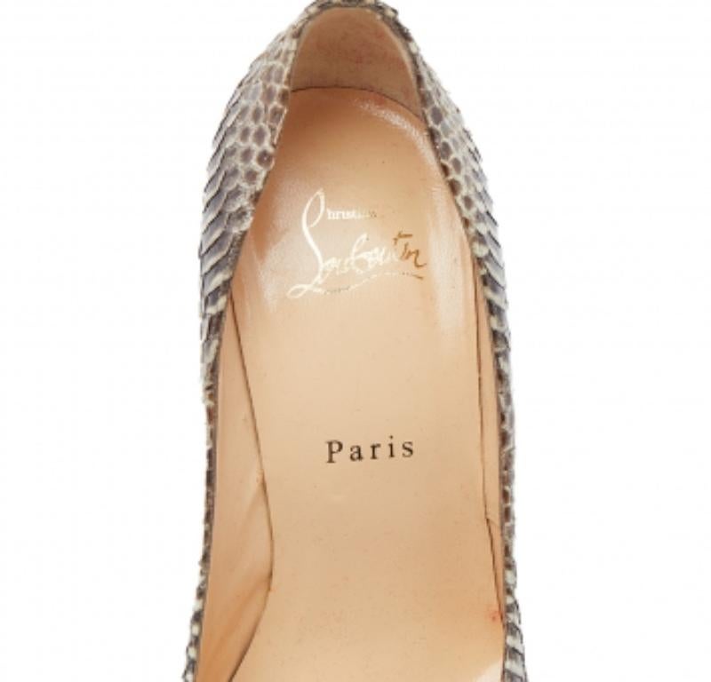 Christian Louboutin Brown Water Snake Lady Peep Toe Platform Pumps Size 38 4