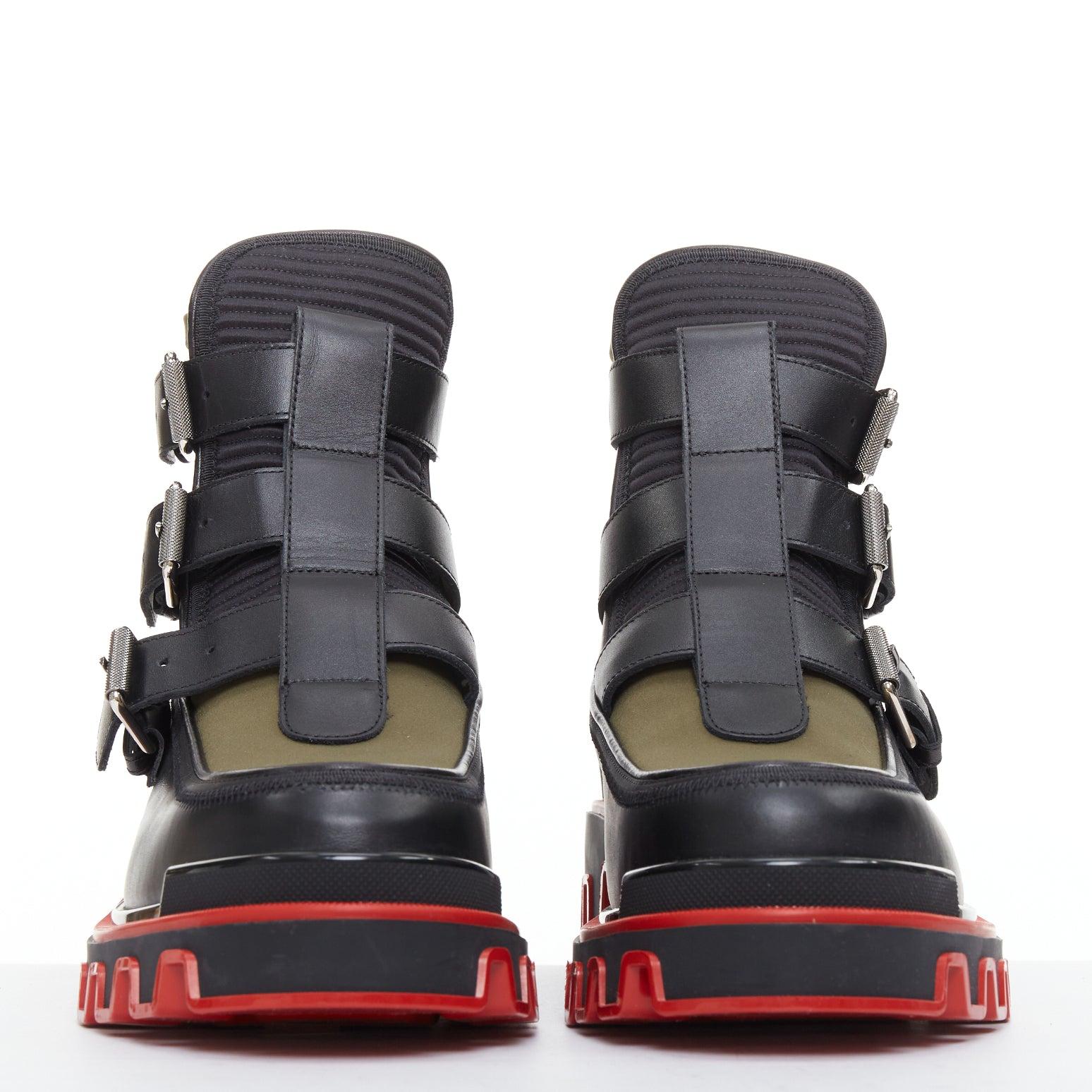 CHRISTIAN LOUBOUTIN Botín con hebilla Dune de piel de nailon verde con suela estriada EU44 Negro en venta