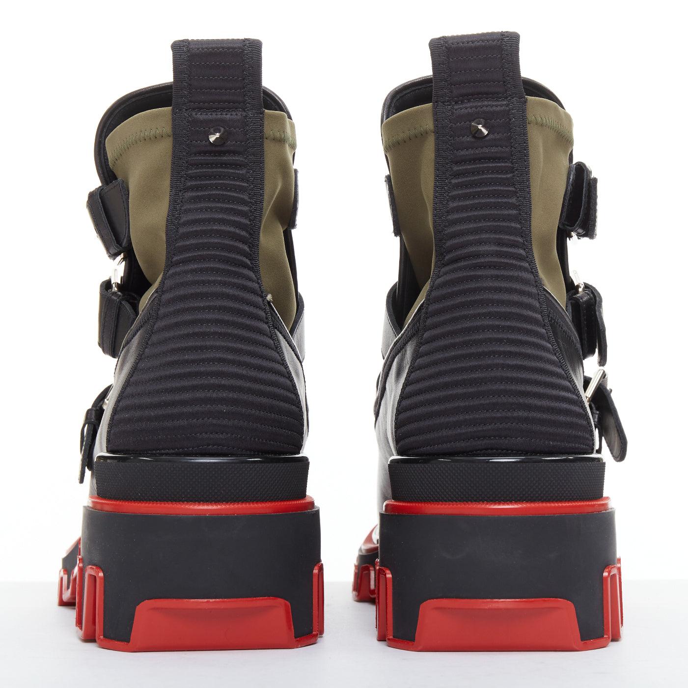De los hombres CHRISTIAN LOUBOUTIN Botín con hebilla Dune de piel de nailon verde con suela estriada EU44 en venta