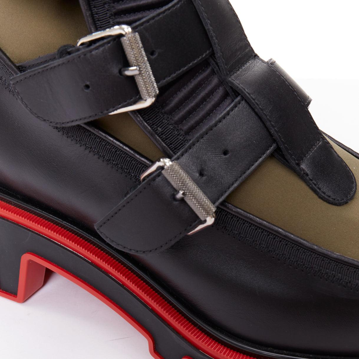 CHRISTIAN LOUBOUTIN Botín con hebilla Dune de piel de nailon verde con suela estriada EU44 en venta 3