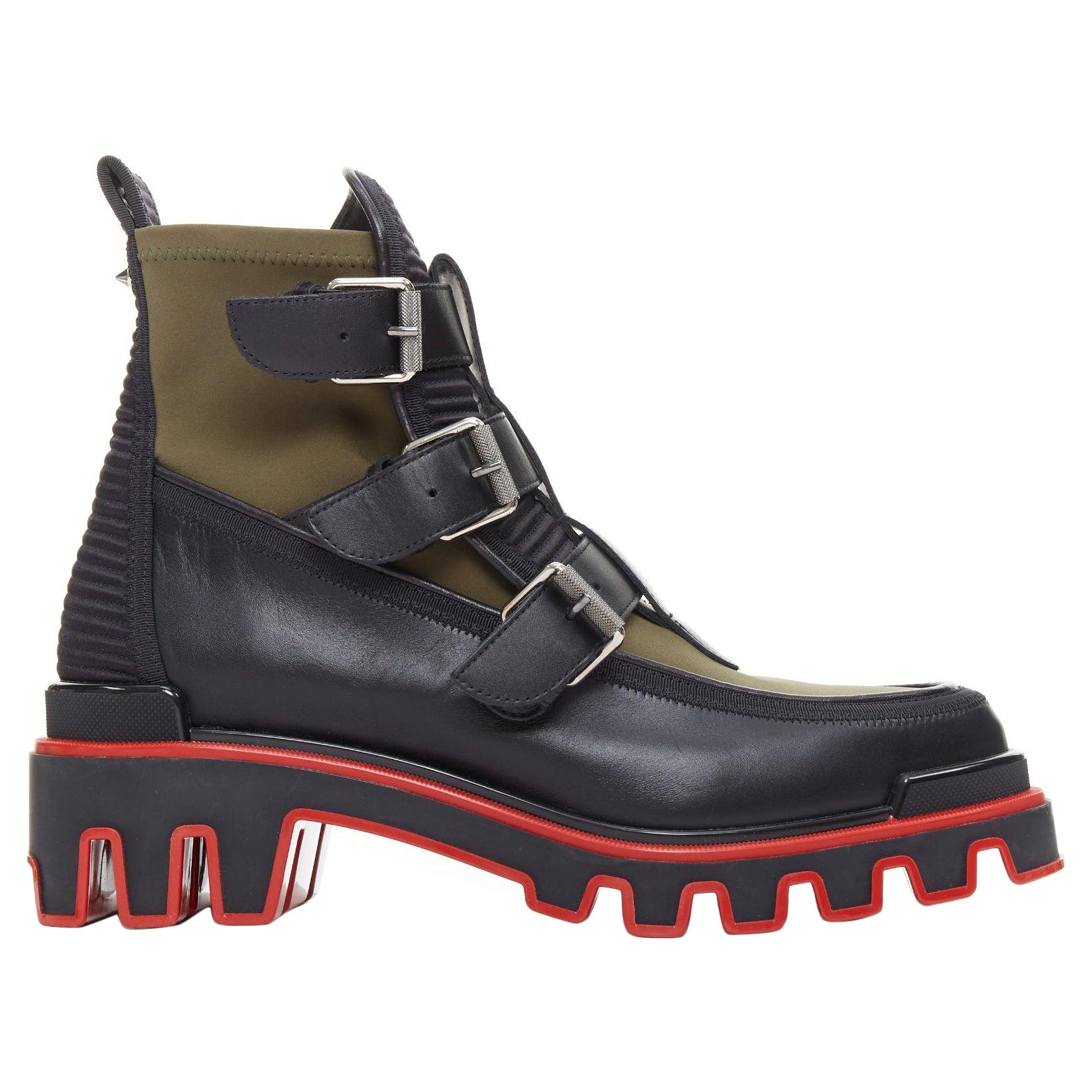 CHRISTIAN LOUBOUTIN Botín con hebilla Dune de piel de nailon verde con suela estriada EU44 en venta