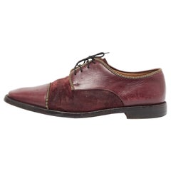 Christian Louboutin Burgundy Leather and Suede Bruno Orlato Derby Size 41.5