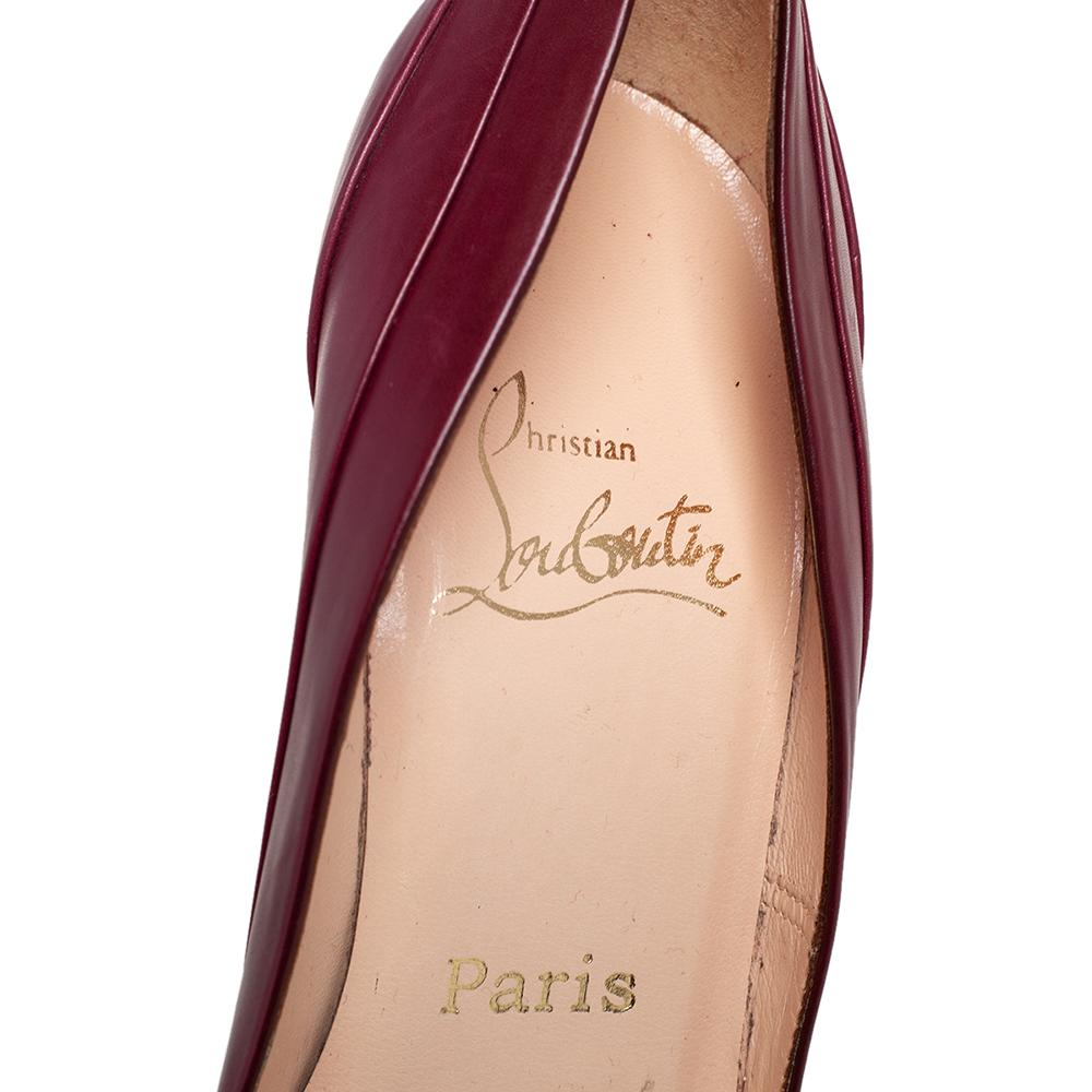 Brown Christian Louboutin Burgundy Leather Insectika Pumps Size 38