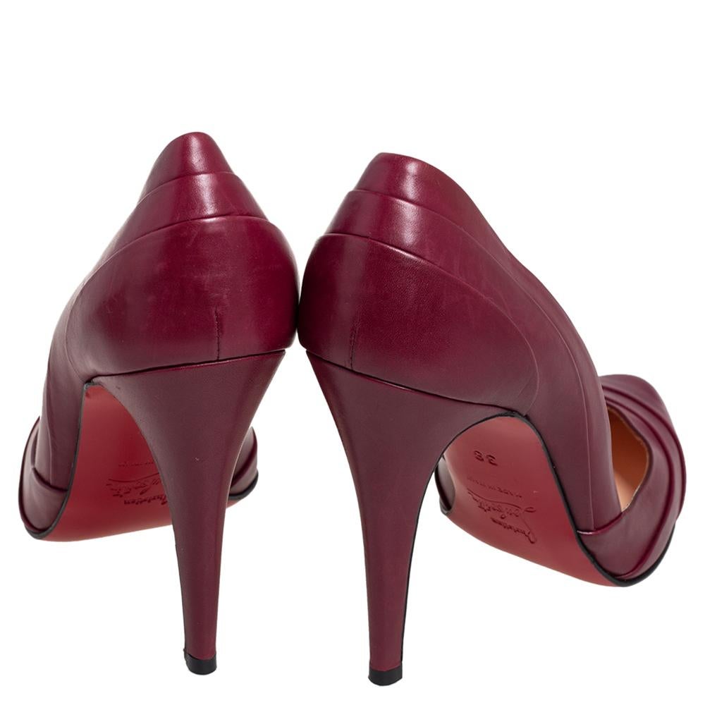 Women's Christian Louboutin Burgundy Leather Insectika Pumps Size 38