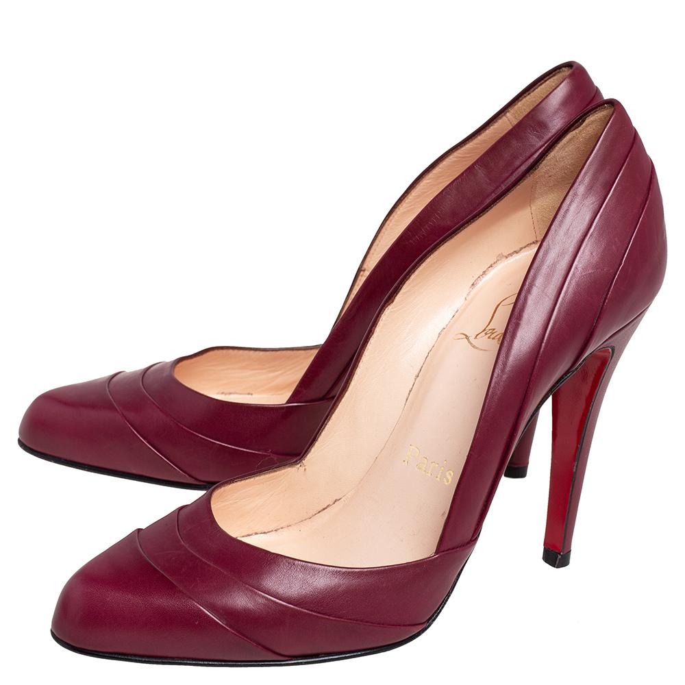 Christian Louboutin Burgundy Leather Insectika Pumps Size 38 3