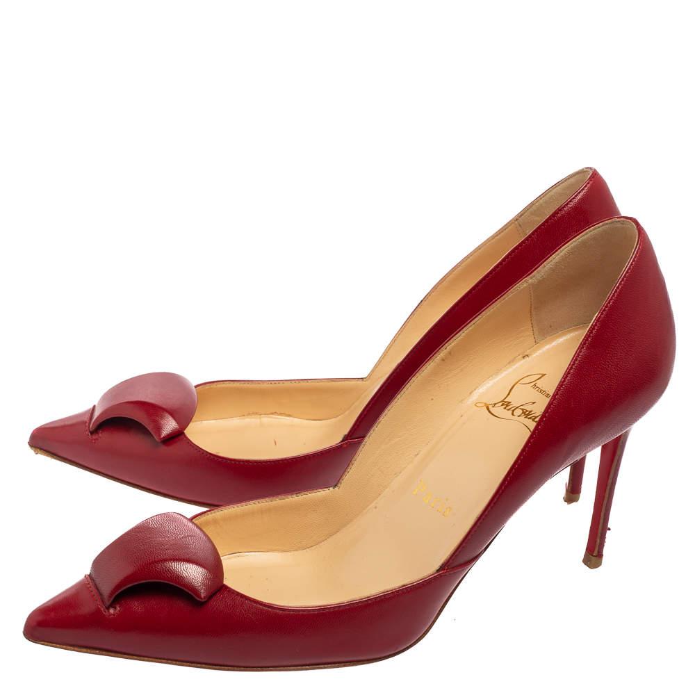 Christian Louboutin Pumps a punta in pelle bordeaux misura 36 5