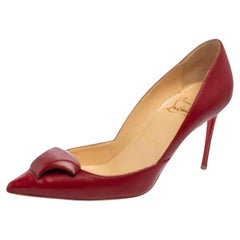 Christian Louboutin Burgundy Leather Pointed-Toe Pumps Size 36.5