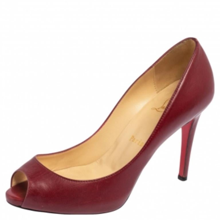 Christian Louboutin Burgundy Leather Yoyo Pumps Size 36.5 2