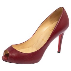 Christian Louboutin - Escarpins Yoyo en cuir bordeaux, taille 36,5