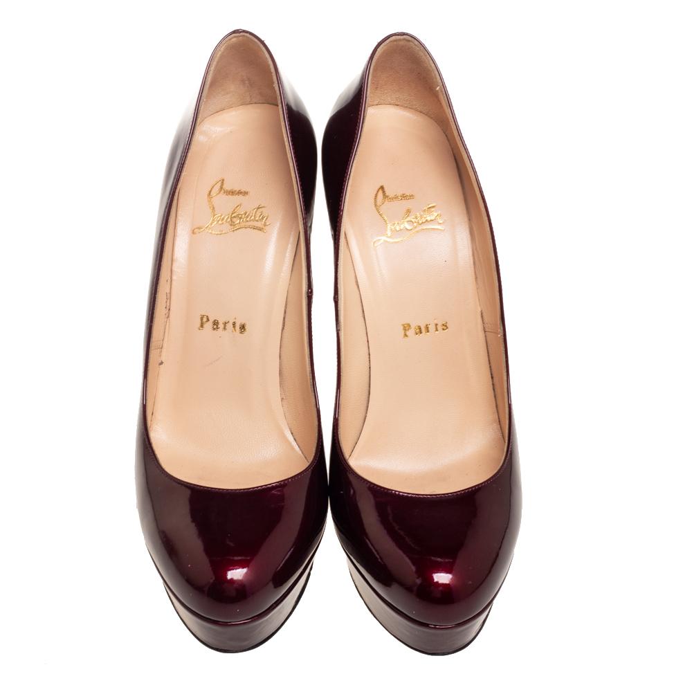 Black Christian Louboutin Burgundy Patent Leather Bianca Pumps Size 38 For Sale