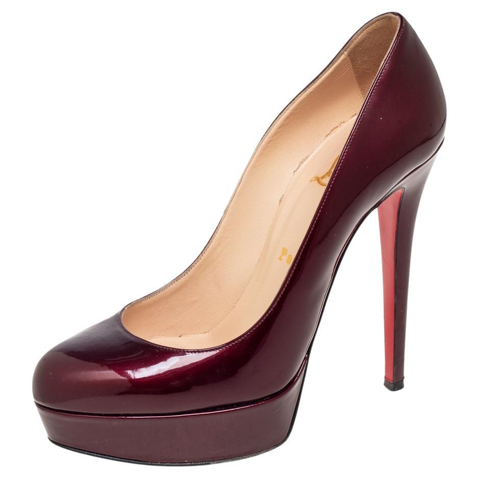 Christian Louboutin Burgundy Patent Leather Bianca Pumps Size 38 For Sale