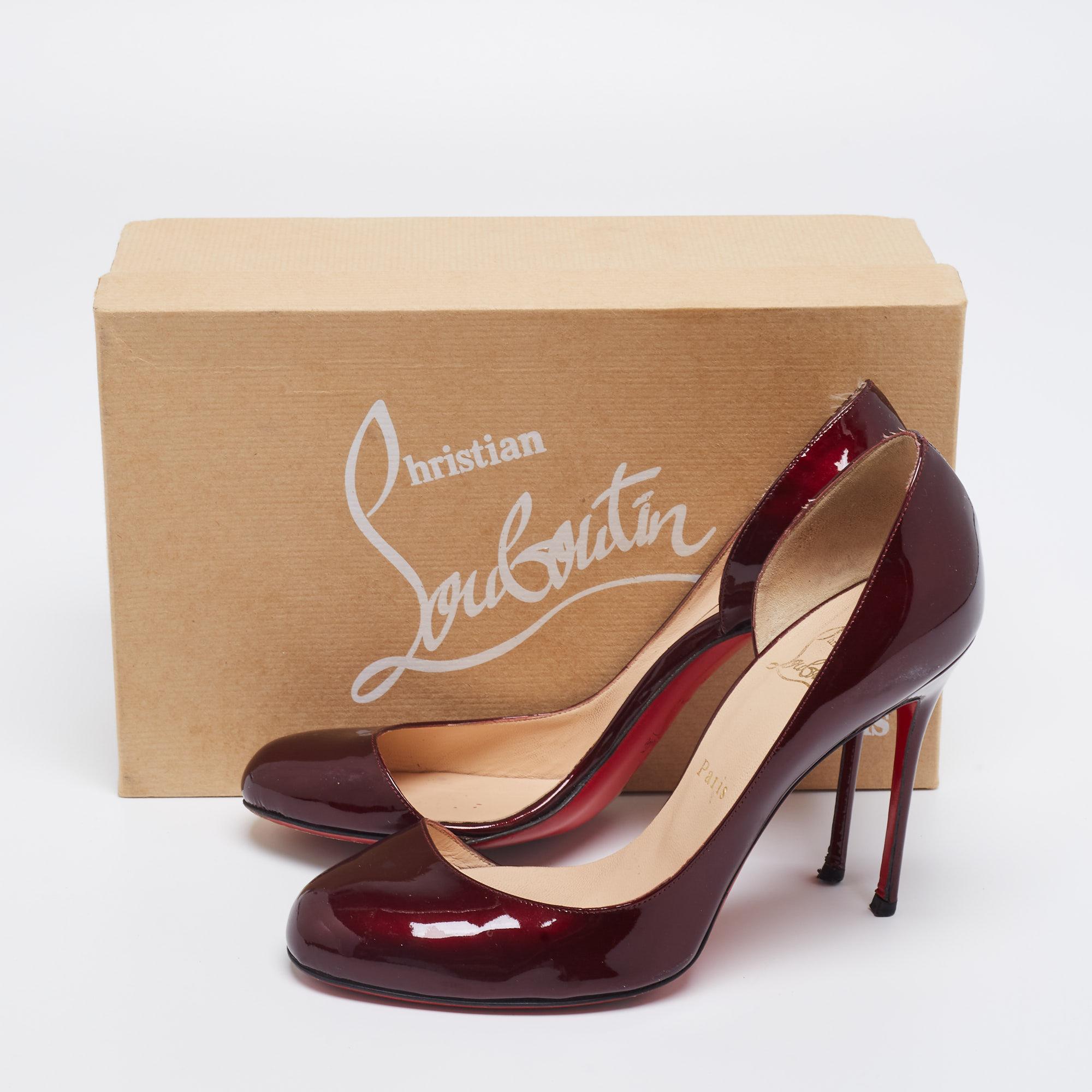 Christian Louboutin Burgundy Patent Leather Helmour D'orsay Pumps Size 39 1
