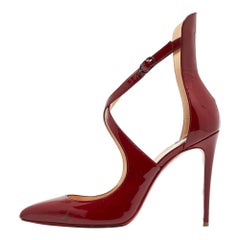 Christian Louboutin Burgundy Patent Leather Marlenarock Pumps Size 39.5