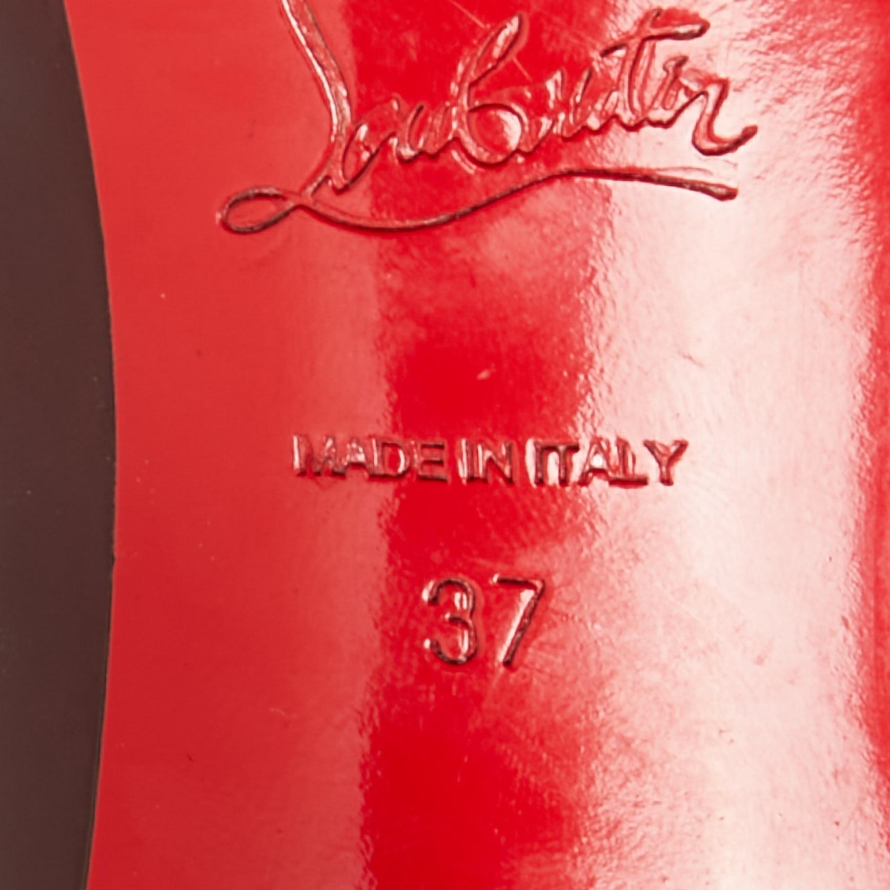 Christian Louboutin Burgundy Patent Leather Matar Claude Peep-Toe Pumps Size 37 In Good Condition For Sale In Dubai, Al Qouz 2