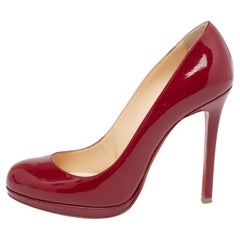 Christian Louboutin Burgundy Patent Leather New Simple Pumps Size 37